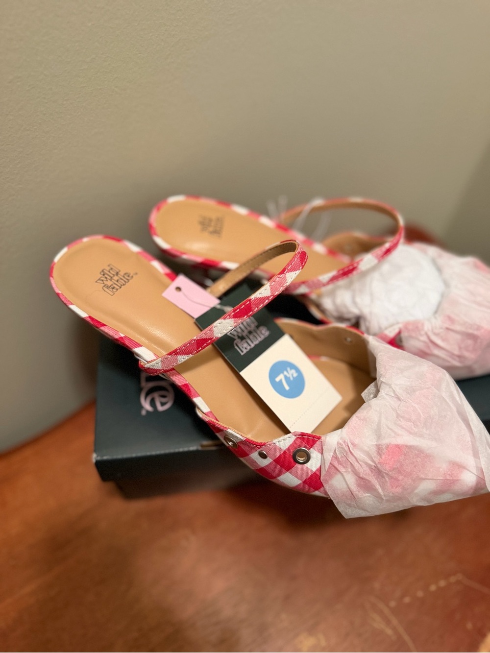NWT Wild Fable Red Gingham Slingback Kitten Heels - Picture 5 of 10